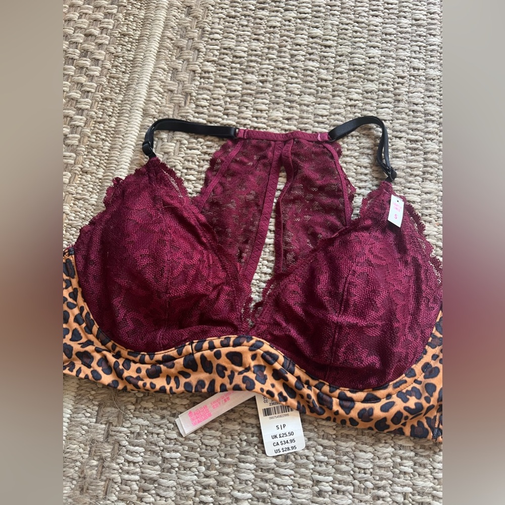 NWT VS Pink Maroon lace bralette